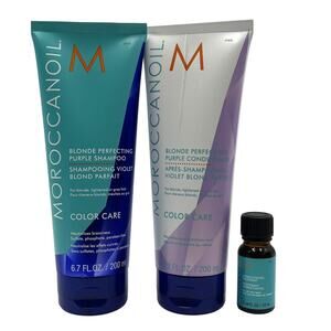 Moroccanoil Blonde Perfecting Purple Shampoo, Conditioner & Purple Oil Trio